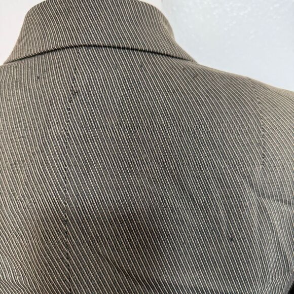 Ann Klein Black Brown Grey Stripe Blazer Jacket Tim Burton 8 Medium Button Up Wo - Picture 3 of 8
